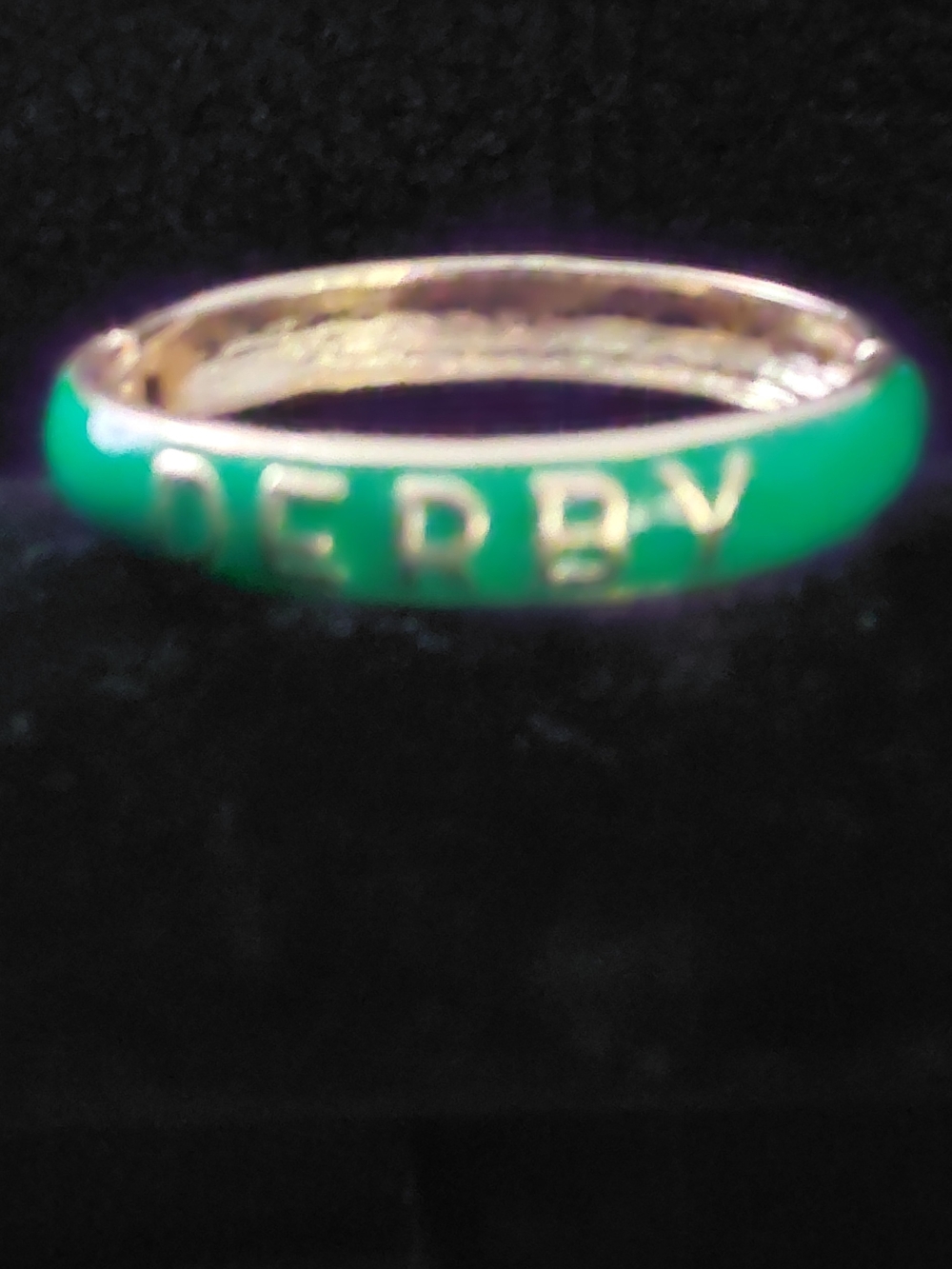 Gold-Tone Band Bracelet with Green Enamel Accent-Derby Horsebit Ready